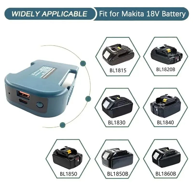 For Makita 18V With USB With Type-C Battery Holder For Makita 18V Battery BL1840 BL1850 BL1860 Charger Adapter Charging