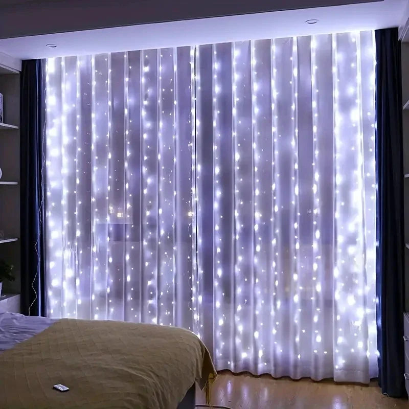 3/4/6m Curtain 100/600LEDString Lights Garland USB Festoon Remote Control Fairy Garland Lights Christmas Decoration Bedroom Home