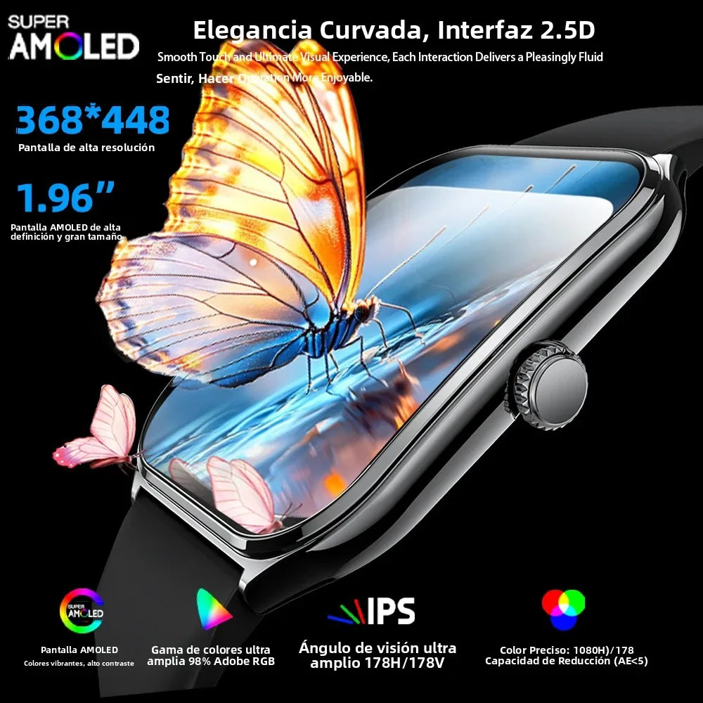 New Ultra Thin Smart Watch men 1.96" AMOLED HD Pixel Display Always Show Time BT Call Reminder Smartwatch Ladies For Android iOS