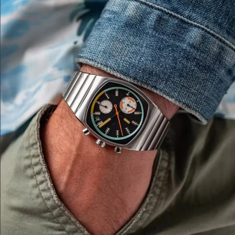 CILOA black square sports watch men's new brand authentic fashion stainless steel strap quartz watch
