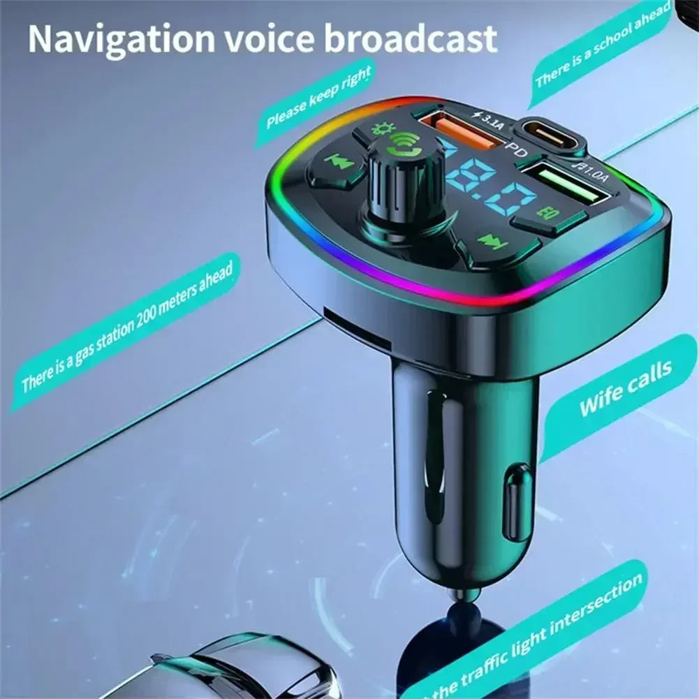 Q7 Car Bluetooth FM Transmitter - Dual USB PD Charging, Hands-Free Calling & Mp3 (3.1A)