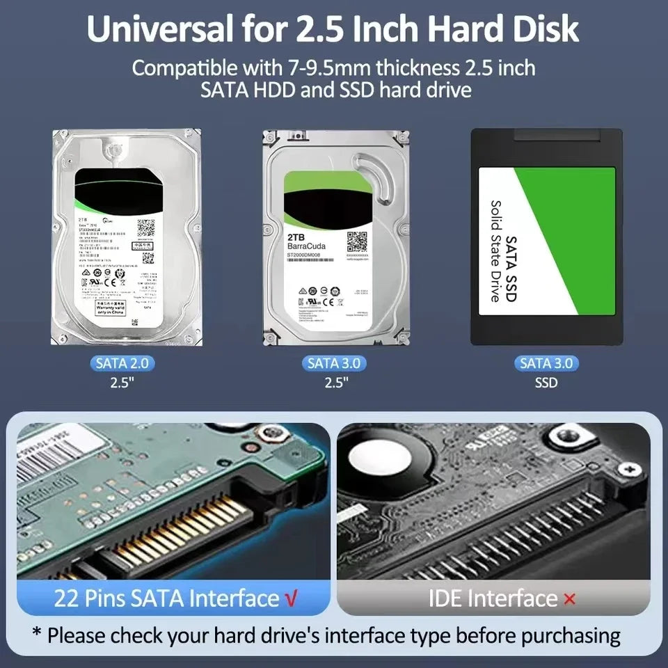 Harddisk Boxs USB 3.0/Type C to SATA III Hard Disk Case 2.5Inch HDD SSD External Enclosure Hard Drive Disk Box External HDD Case