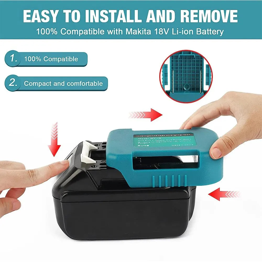 For Makita 18V With USB With Type-C Battery Holder For Makita 18V Battery BL1840 BL1850 BL1860 Charger Adapter Charging