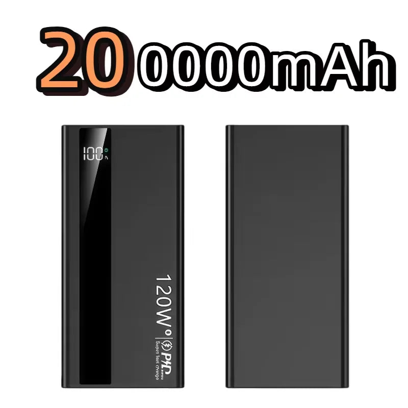 200000mAh High Capacity PowerBank 120W Super Fast Charging Portable External Battery Powerbank For Iphone Huawei Oppo Samsung
