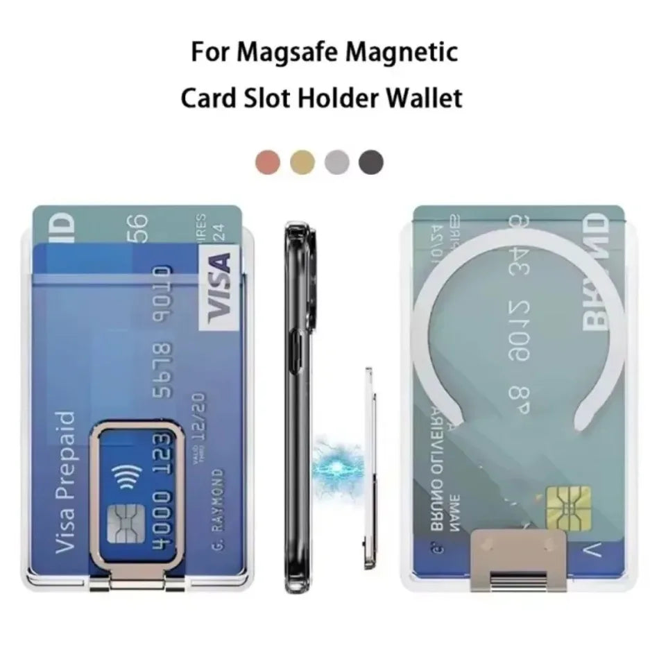 Magnetic Phone Card Holder 2 In 1 Magnetic Card Stand Bank Card Storage For Magsafe iPhone 17 16 15 14 13 Safe Phone Shell Mount