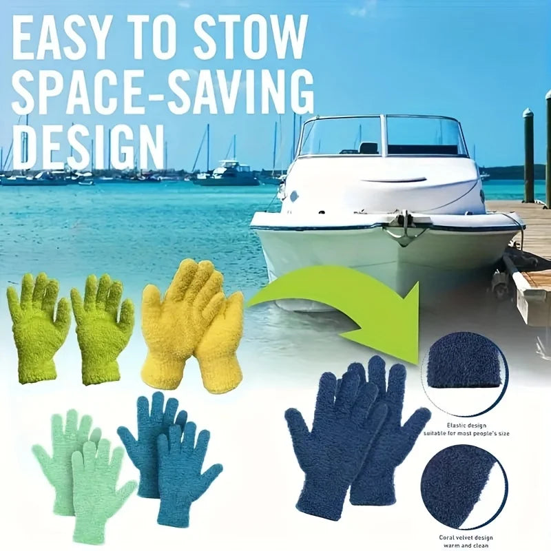 1pc Microfiber Dusting Gloves-Stretchable & Breathable Cleaning Gloves,Non-Waterproof for Cars, Boats, RVs, Pools, Home, Kitchen