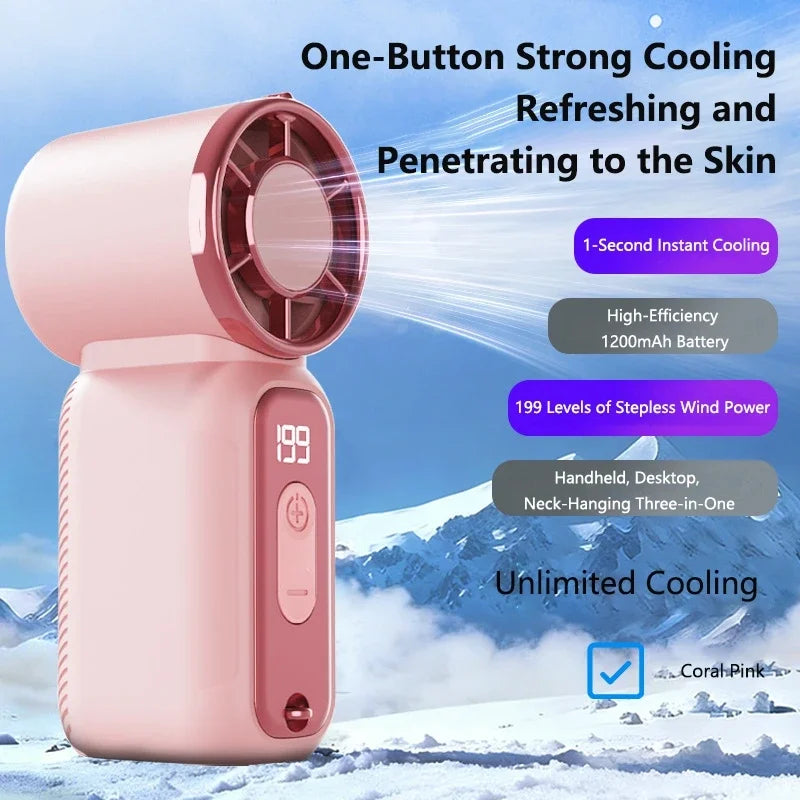 Lenovo Ultra-Quiet Fan Powerful Wind Summer Super Mini USB Rechargeable Quiet Digital DisplayHigh Speed Pocket Fan New