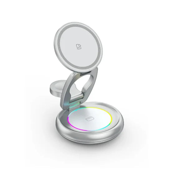 3 In 1 Magnetic Wireless Charger Fast Charging Station 360° Rotation Foldable Phone stand for iPhone 12-16 Pro Max Watch Airpods