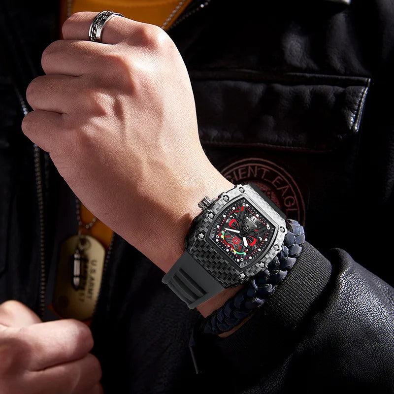UTHAI CQ232 New Concept New Watch Men's Trendy Waterproof Glow Men's Watch Personalized Watch Silicone Wine Barrel Quartz Watch
