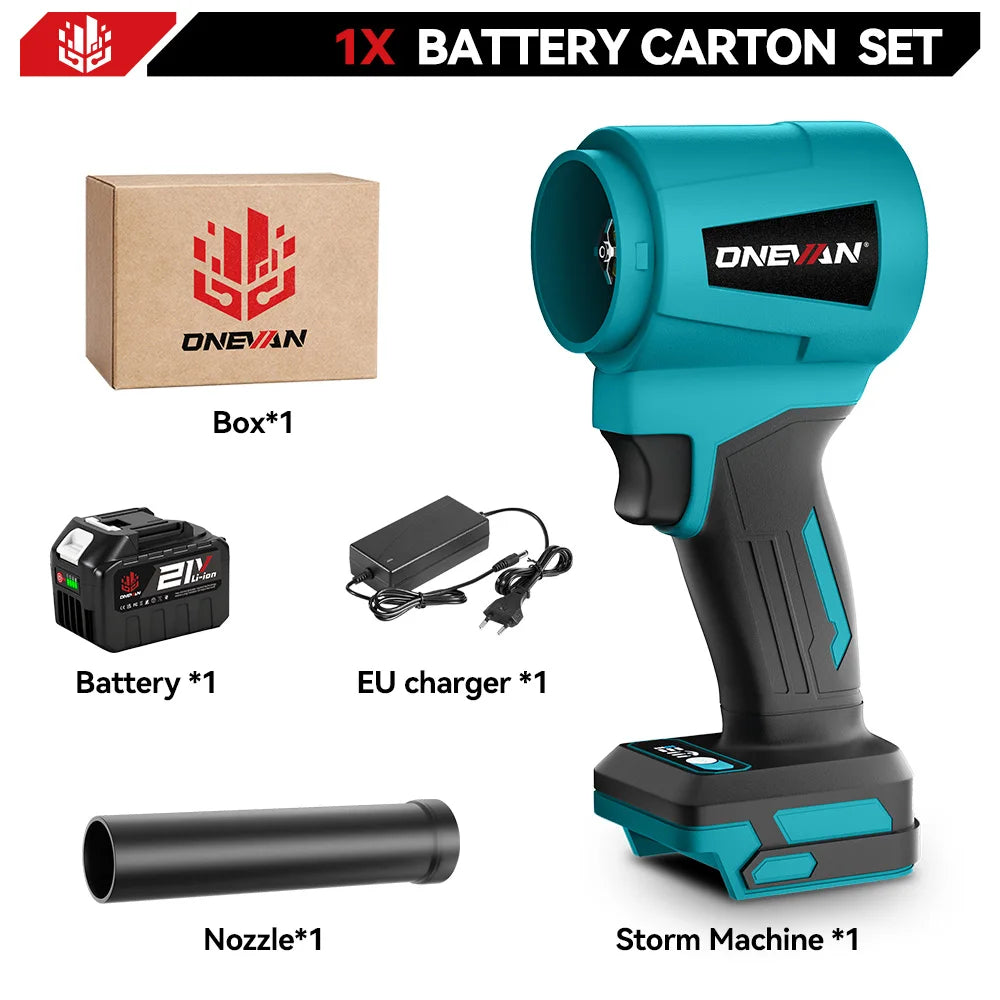 ONEVAN 4000W Brushless Electric Turbo Blower Jet Fan 400M/S 300000RPM Handheld Leaf Dust Blowing Tool For Makita 18V Battery Pin