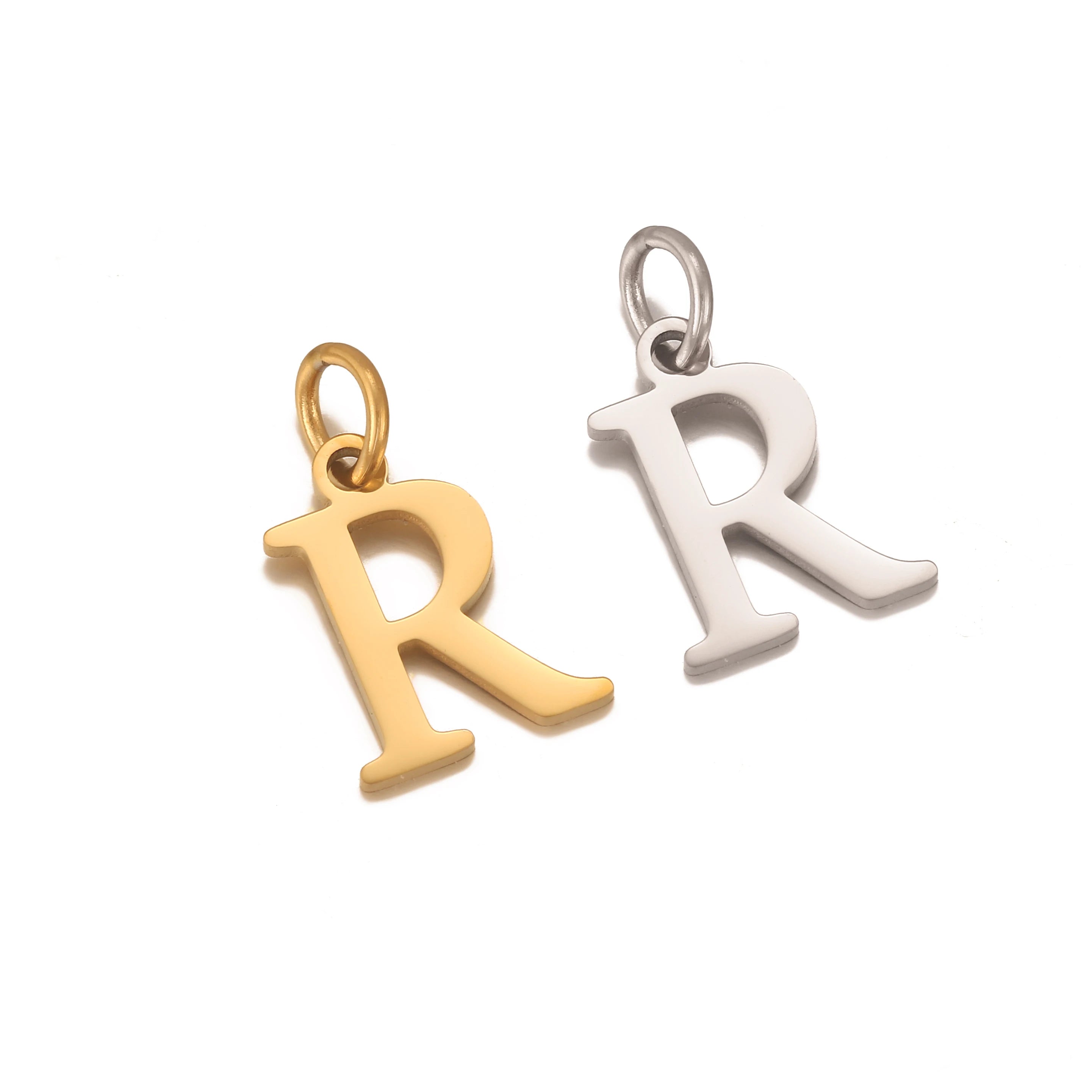 5Pcs Stainless Steel Initial Alphabet Charms Fadeless English Letter Pendant DIY Necklace Bracelet Gift Jewelry Making Supplies