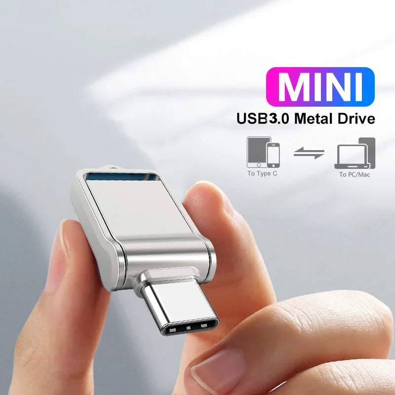 High-Speed USB 3.0 Pendrive Metal 512GB Type-C Waterproof Flash Drive 128GB 256GB 64GB for Office Laptop Best Seller