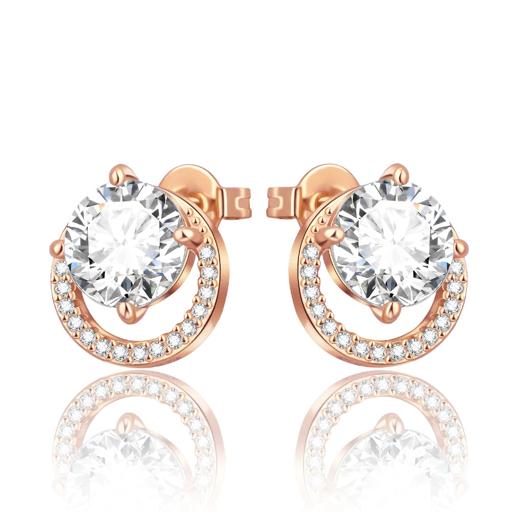 925 Sterling Silver 2026 New Earrings Sparkling Zircon Studs, 3 Color Gold/Rose Gold/Silver Fashion Accessory For Daily Use