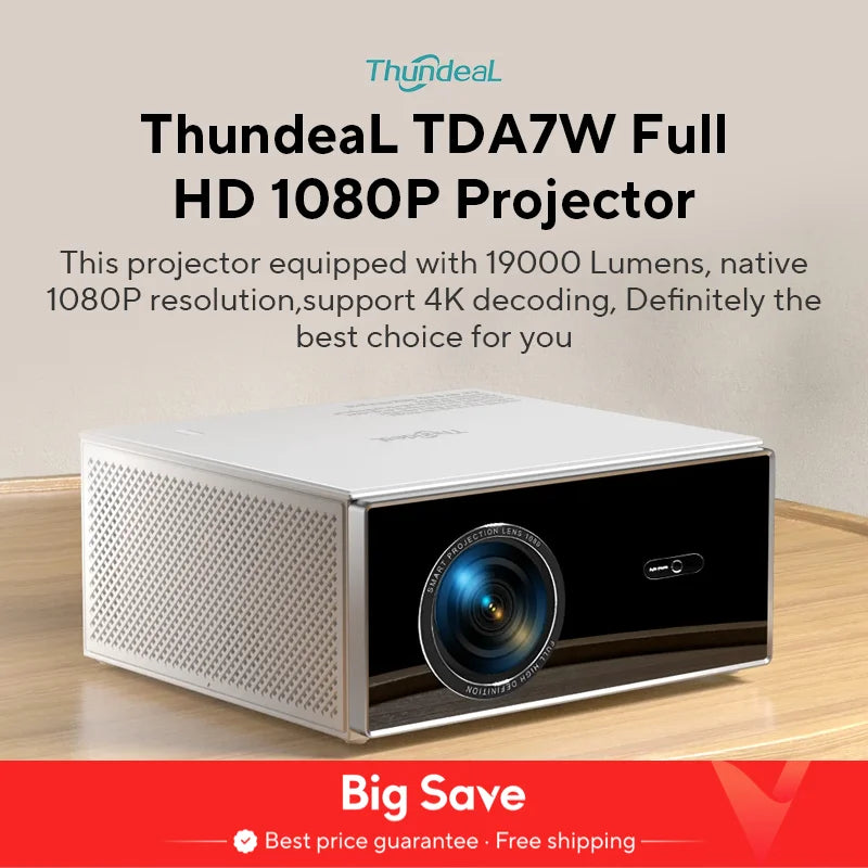 ThundeaL 2K 4K Full HD 1080P Projector TDA7W 2G 32G Android 13 WiFi 6 Home Theater TDA7 Beam Projector for Outdoor Meeting Video