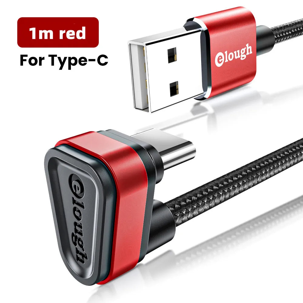 Elough USB Type C Cable For Samsung Xiaomi mi Redmi USB C Cable 2.4A Fast Phone Charging Data Cord Type C 180 Degree USB C Cable