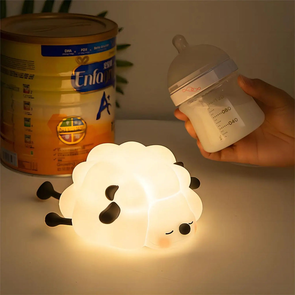 Cute Silicone Night Lights Sheep Cartoon Bedroom Lamp for Children's Room Decor Rechargeable Timing Dimming Sleep Night Light