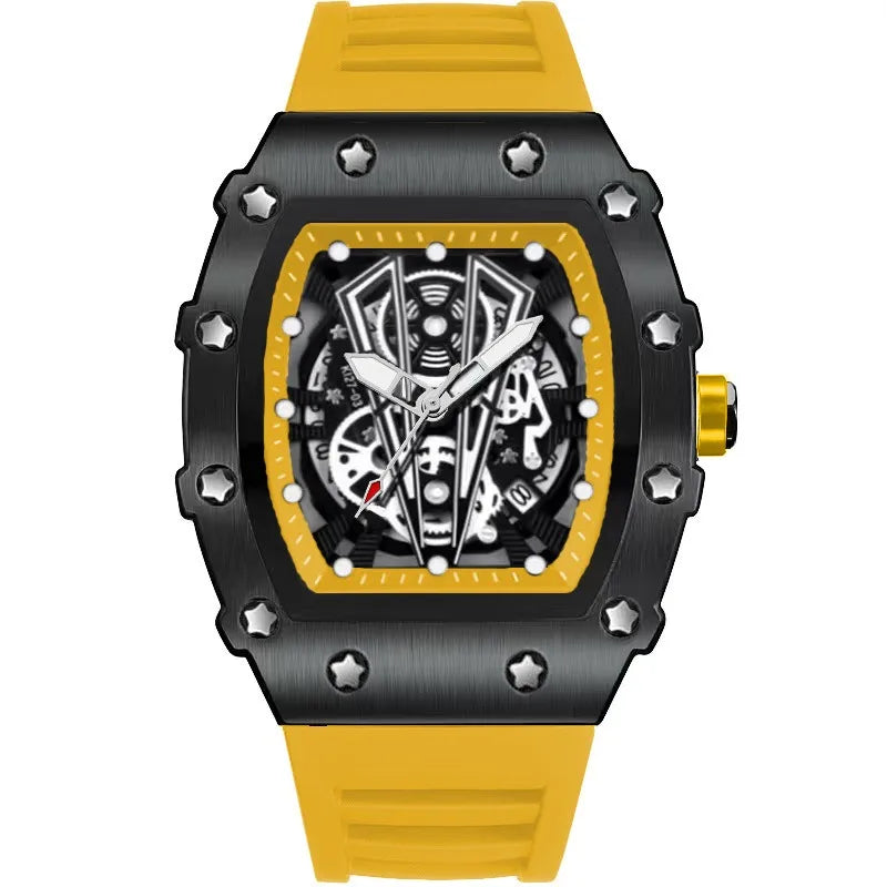 Luxury Quartz Men’s Wristwatch Male Watch for Man Watches Non-Mechanical Trend Automatic Calendar Hollow Dial Waterproof Clock