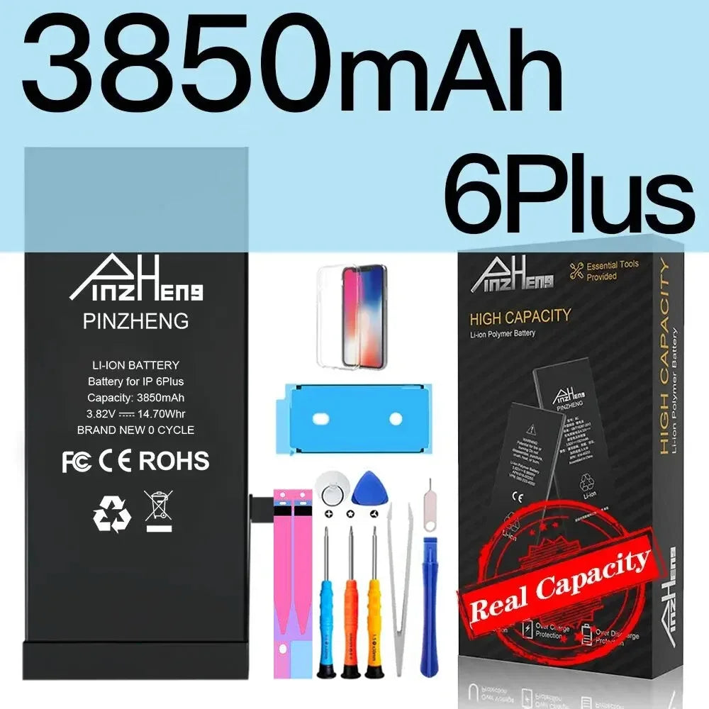 PINZHENG Real High Capacity Battery For iPhone 5S SE 6 6S 7 8 Plus X Xr Xs Max Phone Replacement Bateria Warranty One Year
