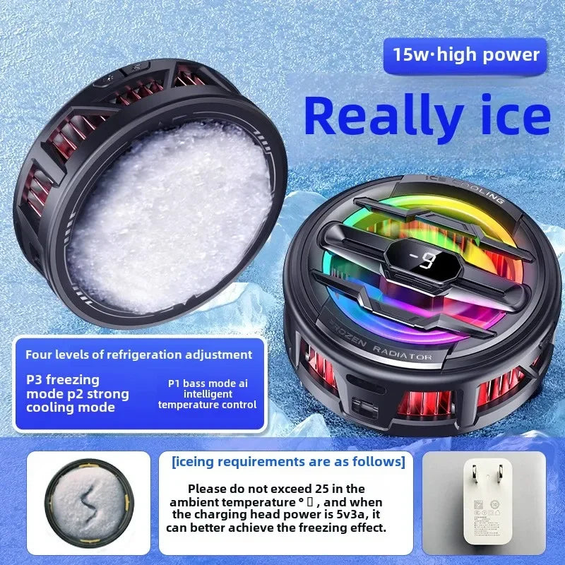 K22 Magnetic/ Back-clip Mobile Phone Radiator, Game Cooler with AI Temperature Display, 4 Gears Adjustable for iPhone/Xiaomi