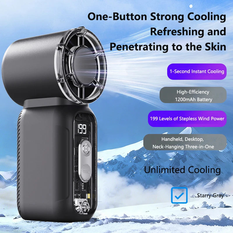 Lenovo USB Rechargeable Mini Handheld Fan Ultra-Quiet Digital Display Small Electric Fan Powerful Wind Personal Cooling Fan New