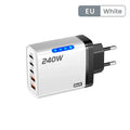 5 in 1 240W GaN Fast Charger With LED Light 2USB+3Type-C Multi Port Phone Charger for iPhone 16 15 pro Samsung Huawei Xiaomi 15