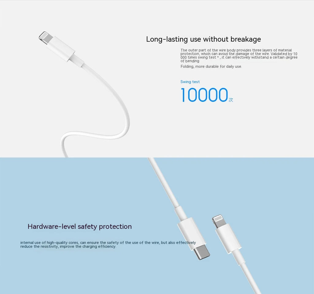Xiaomi 20W PD USB Type C to Lighting Fast Charger Cable For Apple iPhone 14 13 12 11 Pro Max X XR 8 7 Plus iPad Data Sync Line
