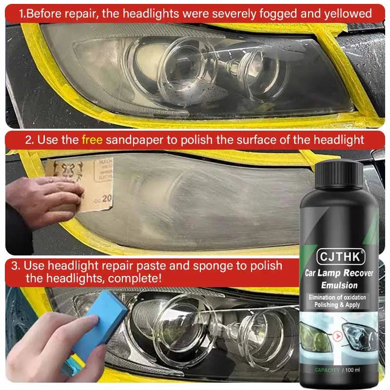 Car Headlight Restoration Polishing Kits Headlamp Scratch Remover Repair Cleaning Paste Remove Oxidation Headlight Polish Liquid