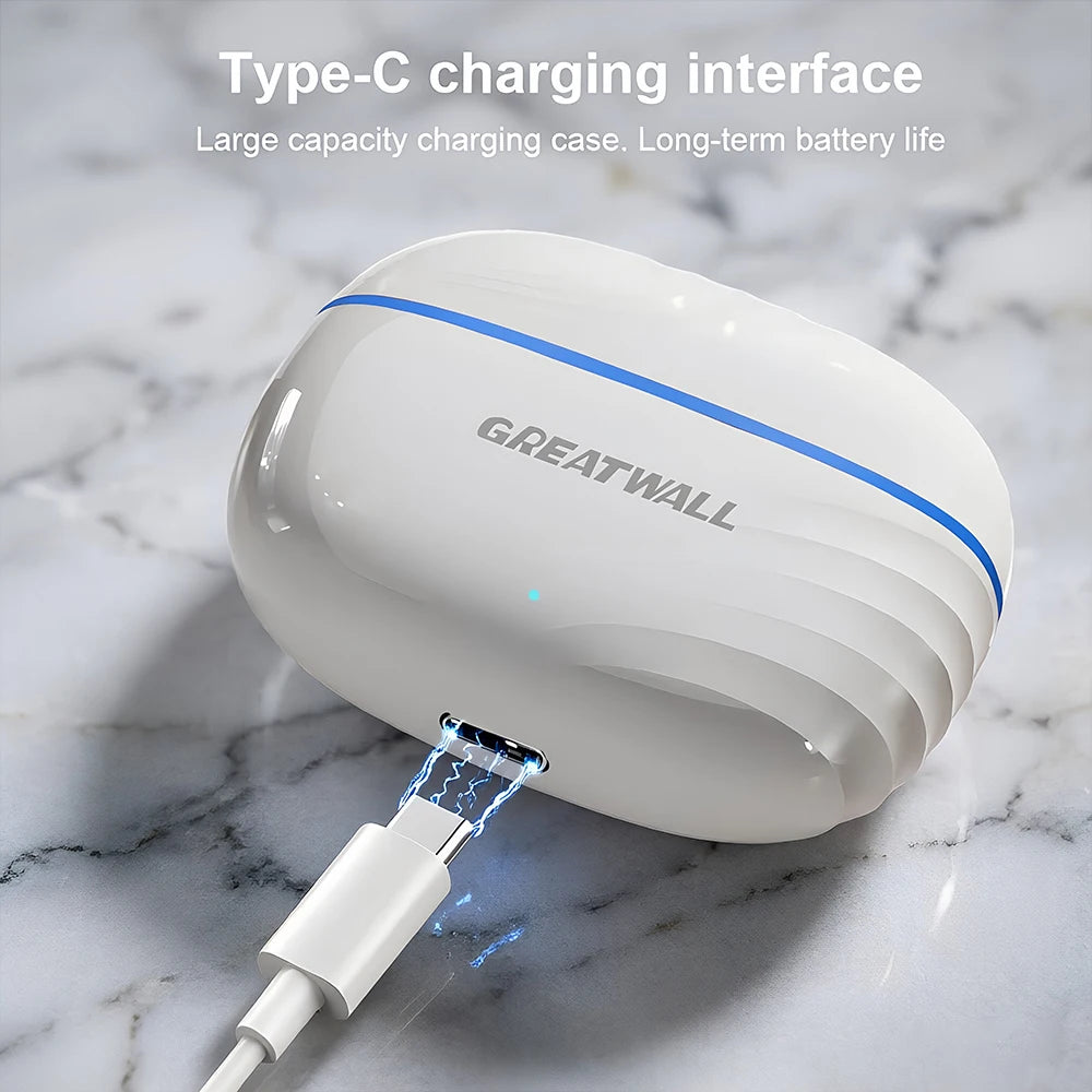 GREATWALL New Wireless Bluetooth Earphones In Ear Stereo Sports Touch Headphones Waterproof Gaming Headset HiFi HD Music Earbuds