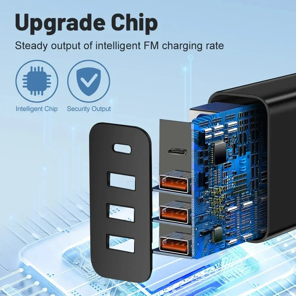 Total 48W Multi-Port USB PD Wall Charger Adapter for Xiaomi iPhone 13/12 Samsung Mobile Phone Plug-In Charging