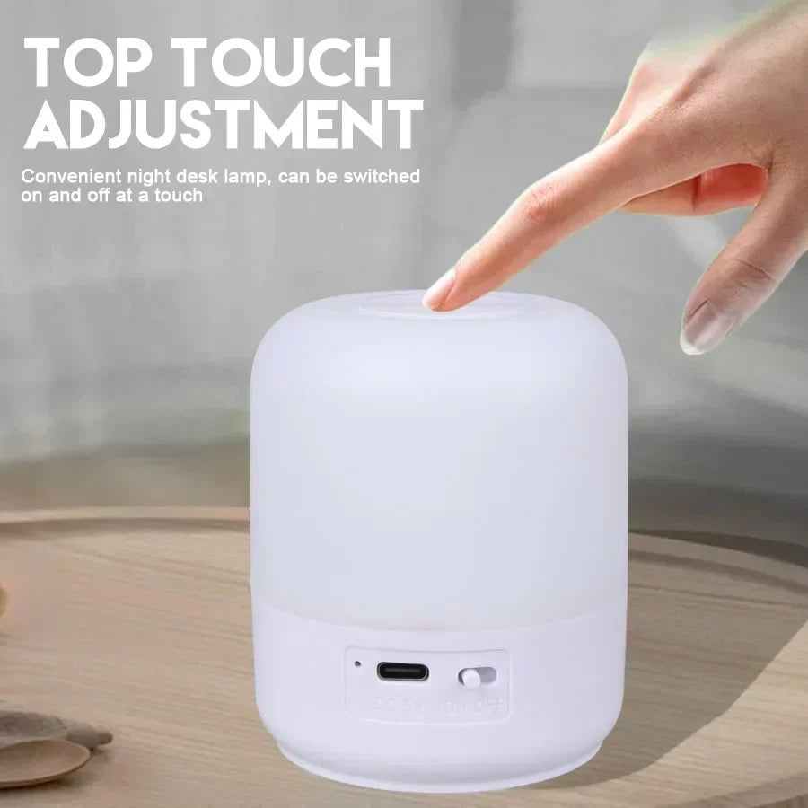 Bedside Table Lamp Touch Switch Three colors Light LED Night Dimming Atmosphere Table Lamp USB Rechargeable Torch for Kid Gift