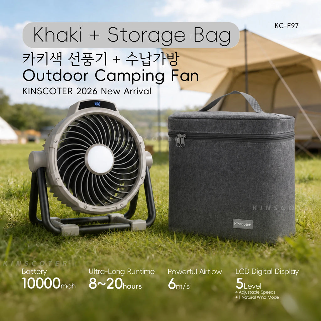 Portable 6 in 1 Outdoor Camping Fan 20000mAh Rechargeable Wireless Tent Ceiling Fan 4 Speed Adjustment LED Lighting Power Bank