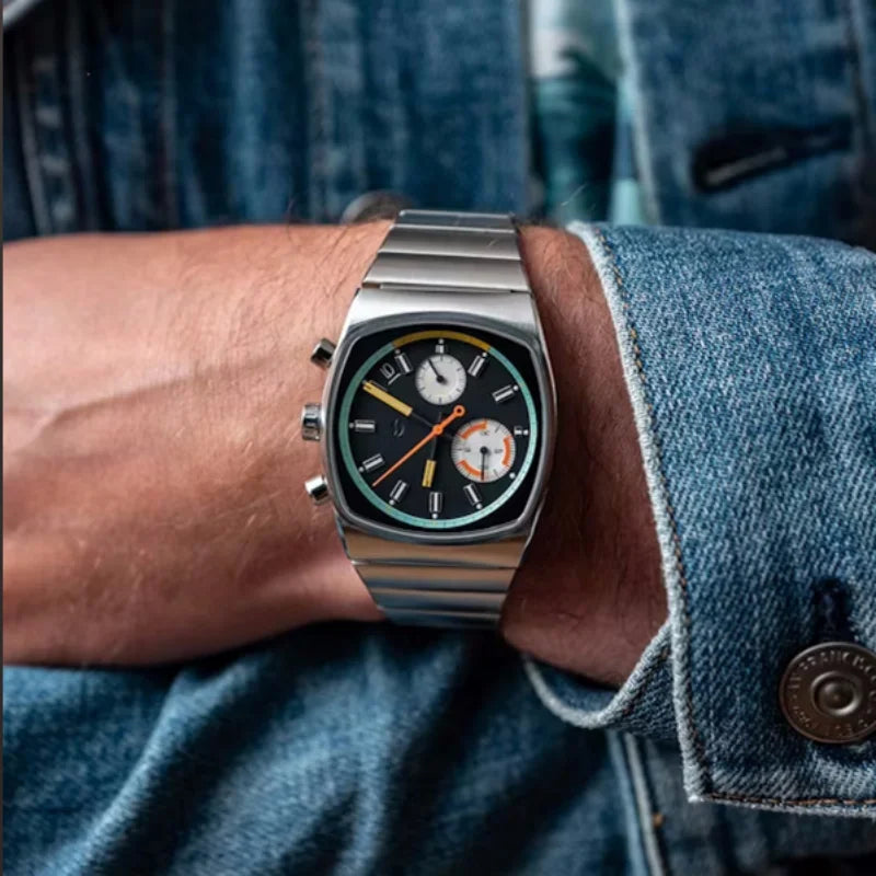 CILOA black square sports watch men's new brand authentic fashion stainless steel strap quartz watch