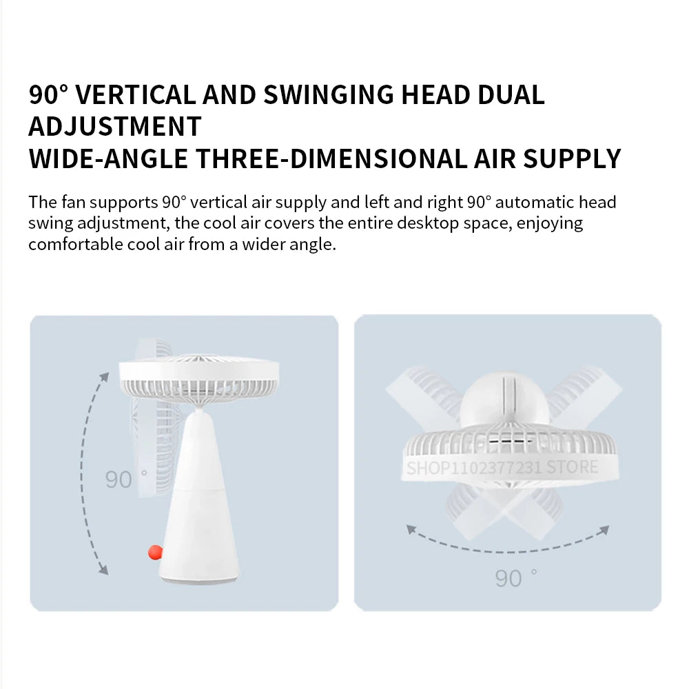 Xiaomi Mijia Desktop Move Fan Type-C Charging 4000 mAh Ultra-long Battery Life Mini Low Noise Desktop Handheld Dual Use Summer