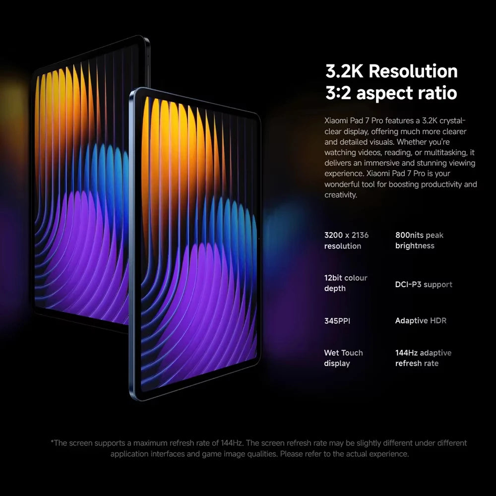 Xiaomi Pad 7 Pro Global Version 128GB 256GB 512GB Snapdragon 8s Gen 3 11.2" 3.2K 144Hz Screen 8850mAh Mi Tablet Xiaomi Pad 7Pro
