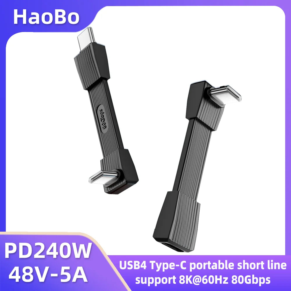 USB 4.0 Type-C to Type-C cable 240W fast charging 80Gbps data transmission 8K60Hz three-dimensional short flexible board cable