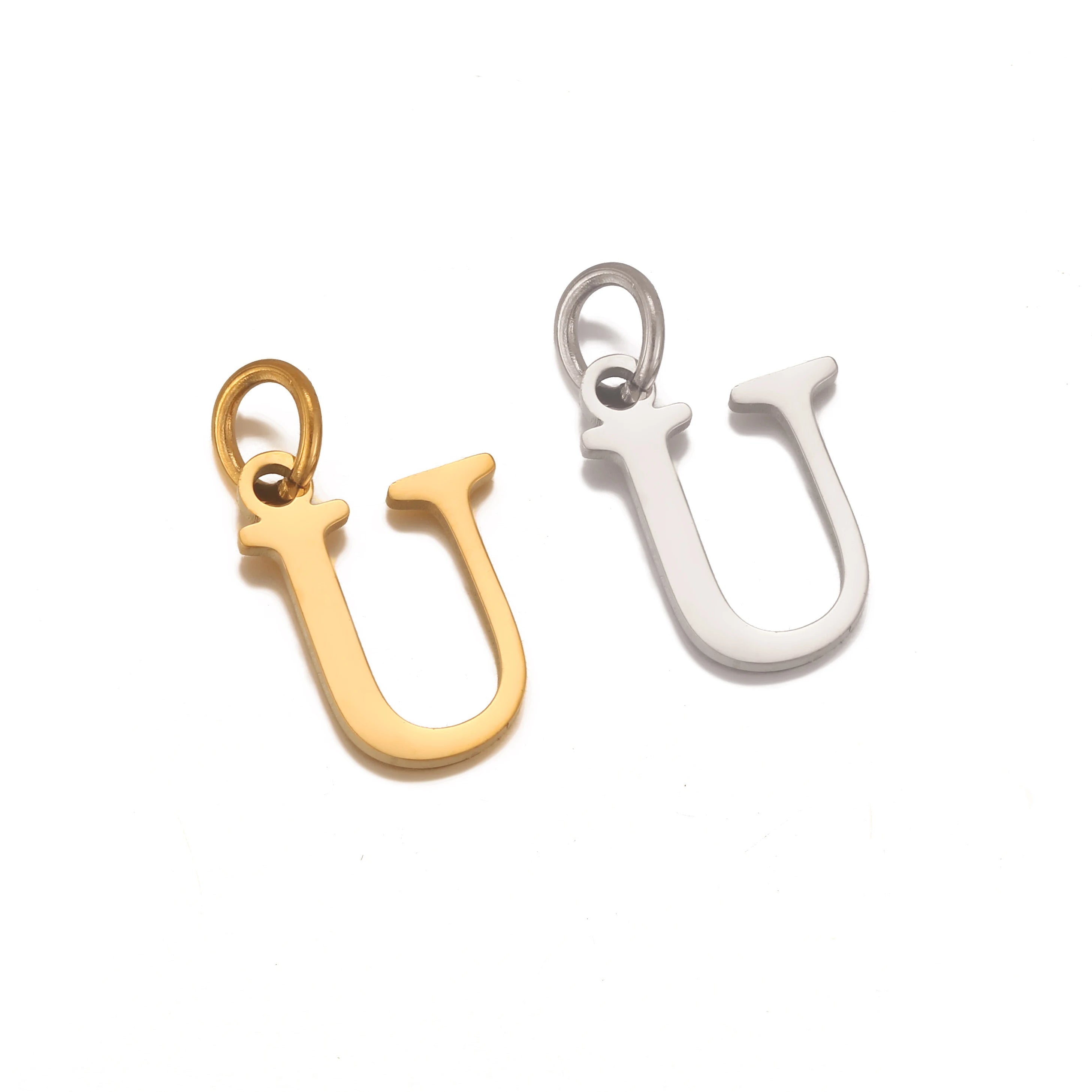 5Pcs Stainless Steel Initial Alphabet Charms Fadeless English Letter Pendant DIY Necklace Bracelet Gift Jewelry Making Supplies