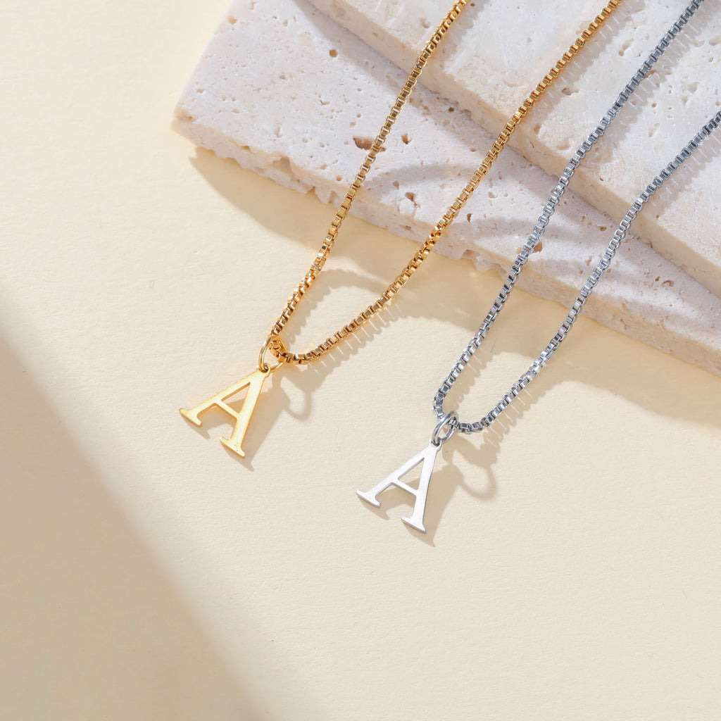 Cazador A-Z Initial Letter Women Necklace Stainless Steel Thin Box Chain Alphabet Pendant Jewelry Birthday Gift 2026 Trend New