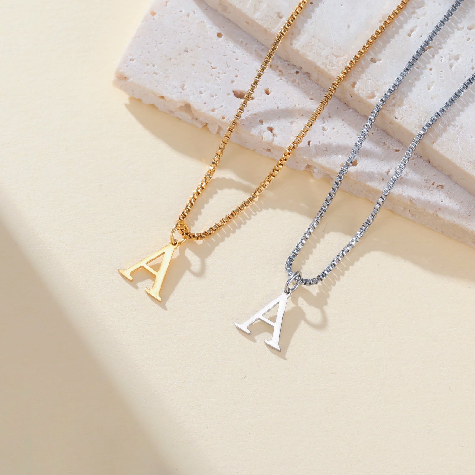 Cazador A-Z Initial Letter Women Necklace Stainless Steel Thin Box Chain Alphabet Pendant Jewelry Birthday Gift 2026 Trend New