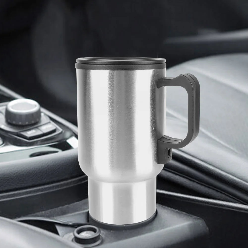 Vehicle Heating Cup Stainless Steel Electric Heating Car Kettle Water Coffee Milk Thermal Mug 12V 450ml Camping Travel Kettle