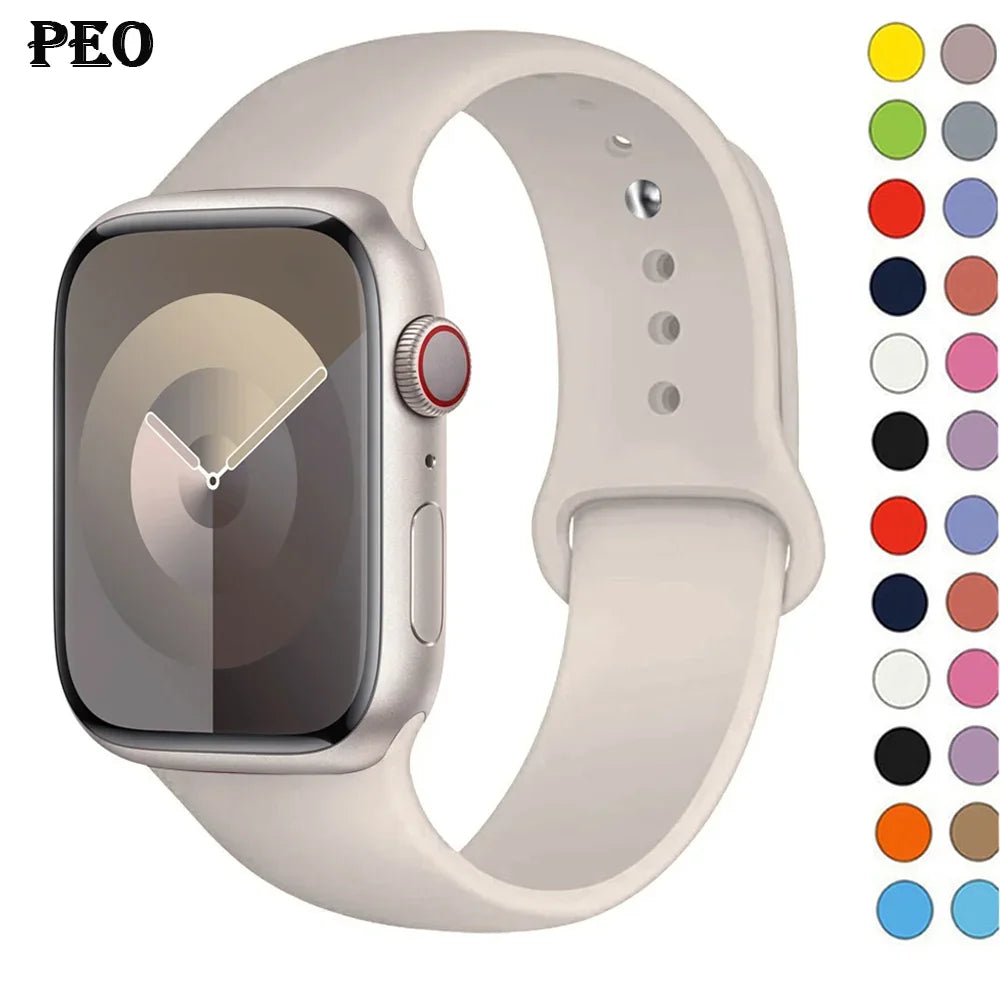 Silicone Band For Apple Watch strap 44mm 45mm 40mm 41mm 42-46mm 49mm sport bracelet iwatch series 11-10-9-8 7 6 5 4 SE-Ultra 2/3