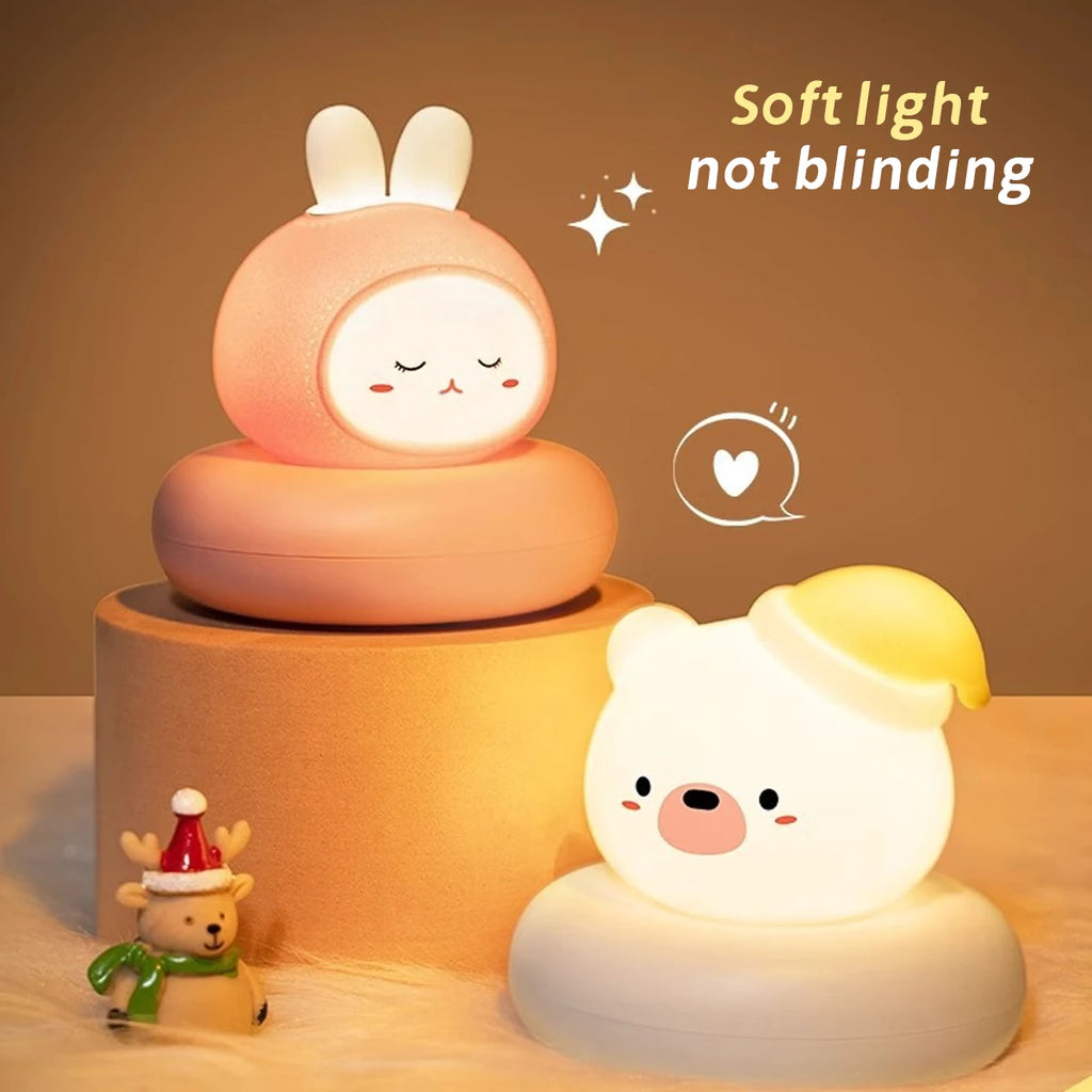 Cute Cartoon LED Night Light with Multi Level Dimming Touch Control Baby Bedside Lamp Essential for Nursery Room Decoration