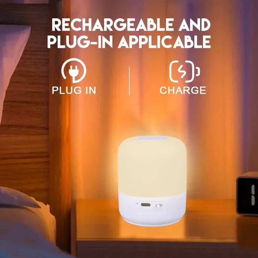 Bedside Table Lamp Touch Switch Three colors Light LED Night Dimming Atmosphere Table Lamp USB Rechargeable Torch for Kid Gift