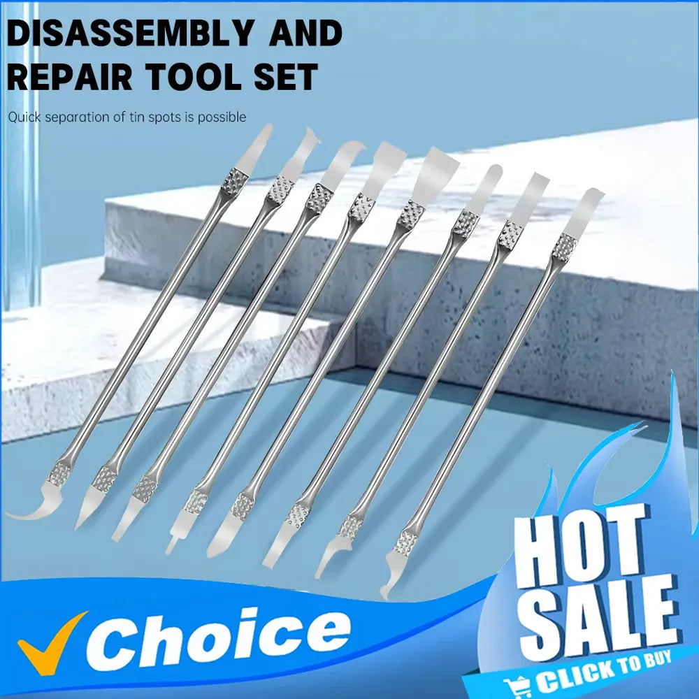 8-in-1 Mobile Phone LCD Chip Glue Removal Crowbar CPU Chip Tool Repair Removal Kit Multi-shape Disassembly Repair Tool for Phone