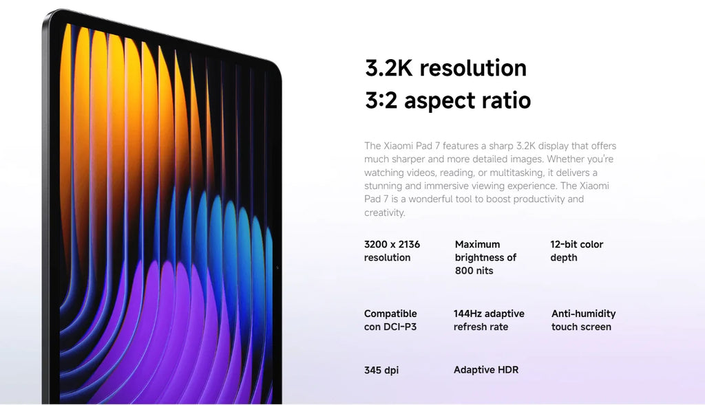 Xiaomi Pad 7 Global Version 11.2 ''Xiaomi HyperAI 144Hz 3.2K Display Snapdragon 7 + Gen 3 Octa core processor 8850mAh