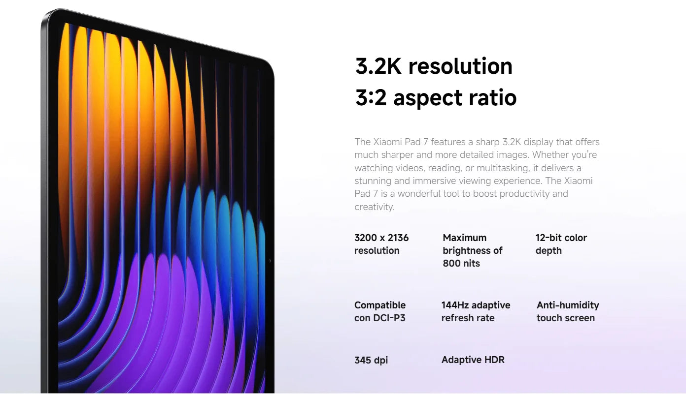 Xiaomi Pad 7 Global Version 11.2 ''Xiaomi HyperAI 144Hz 3.2K Display Snapdragon 7 + Gen 3 Octa core processor 8850mAh