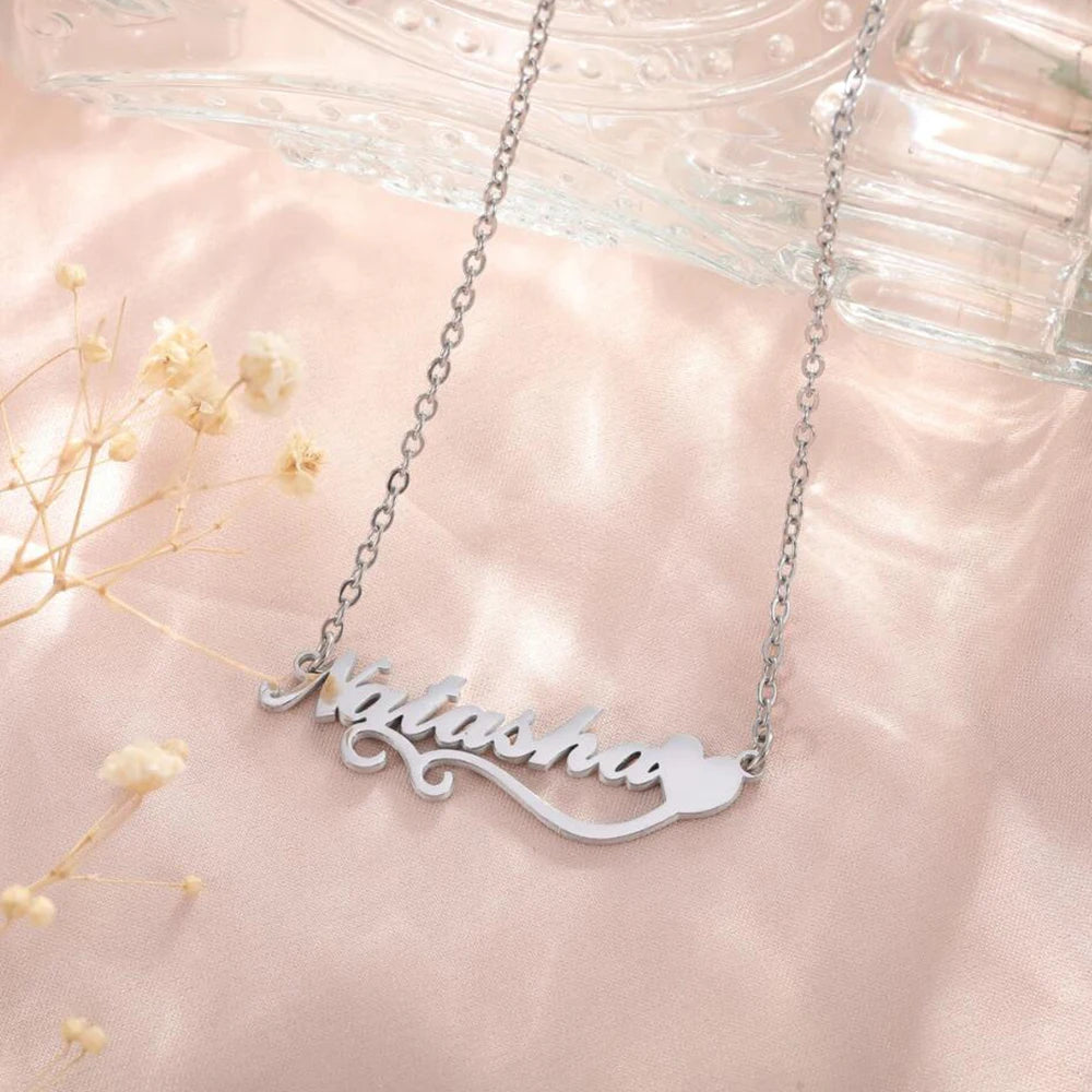 Personalized customized name necklace, multi style stainless steel women's minimalist jewelry pendant, Valentine's Day gift