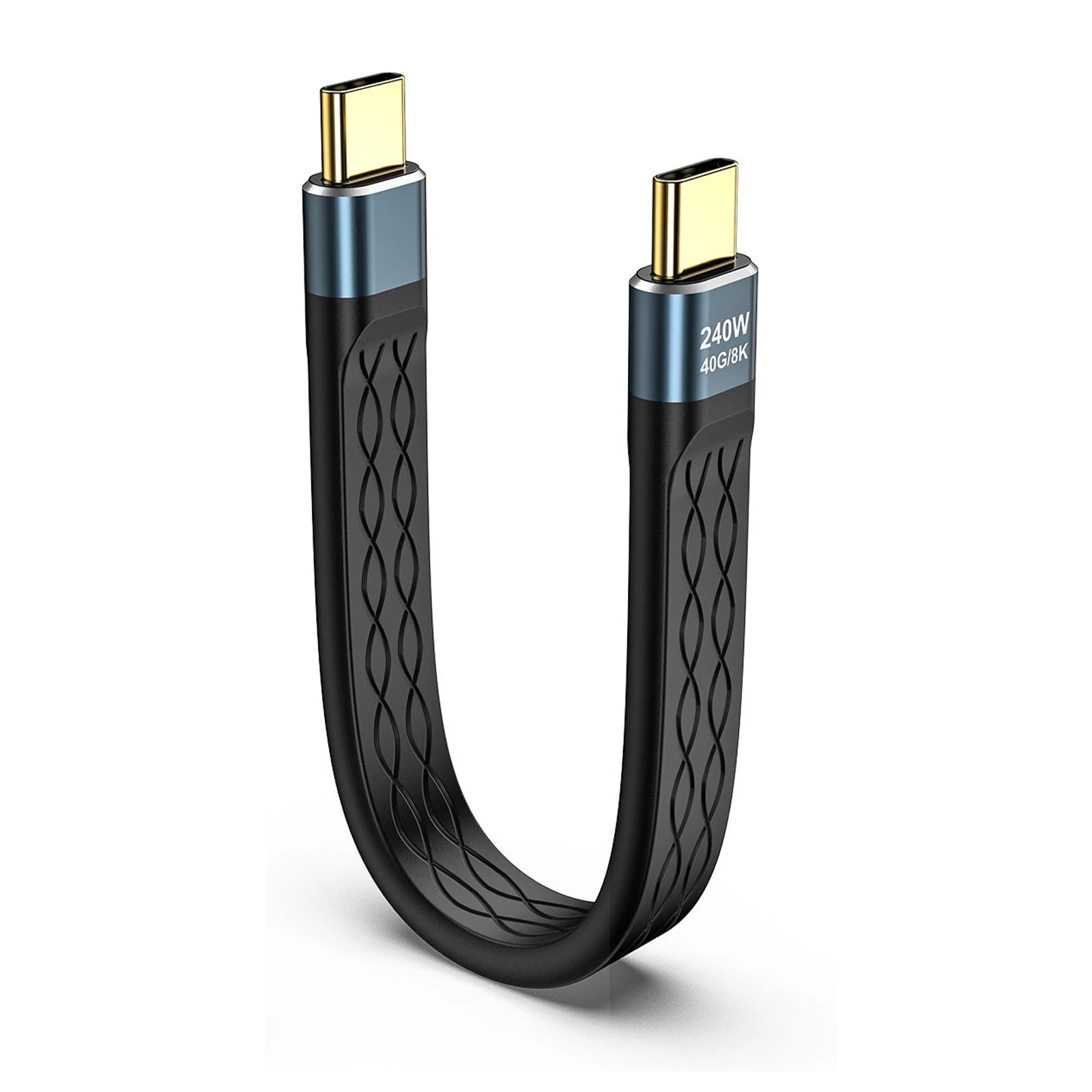 USB-C to USB-C 240W Short Cable Fast Charging Type-C Cord 40Gbps Data Transfer 8K Flat Slim FPC Data Charge Extension Cable ﻿