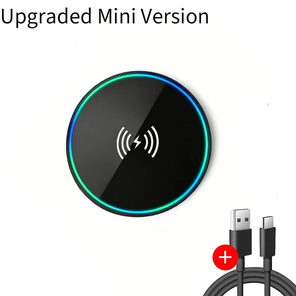 Portable Fast Wireless Charger Pad, Induction Charging Dock Compatible with iPhone, Samsung & AirPods