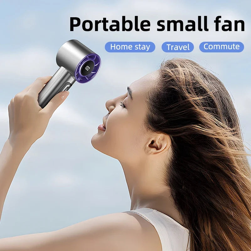 Lenovo Handheld Fan 100 Speeds Adjustable USB Rechargeable Mini Turbo High Speed Cooling Fan for Outdoor Travel Office Home New