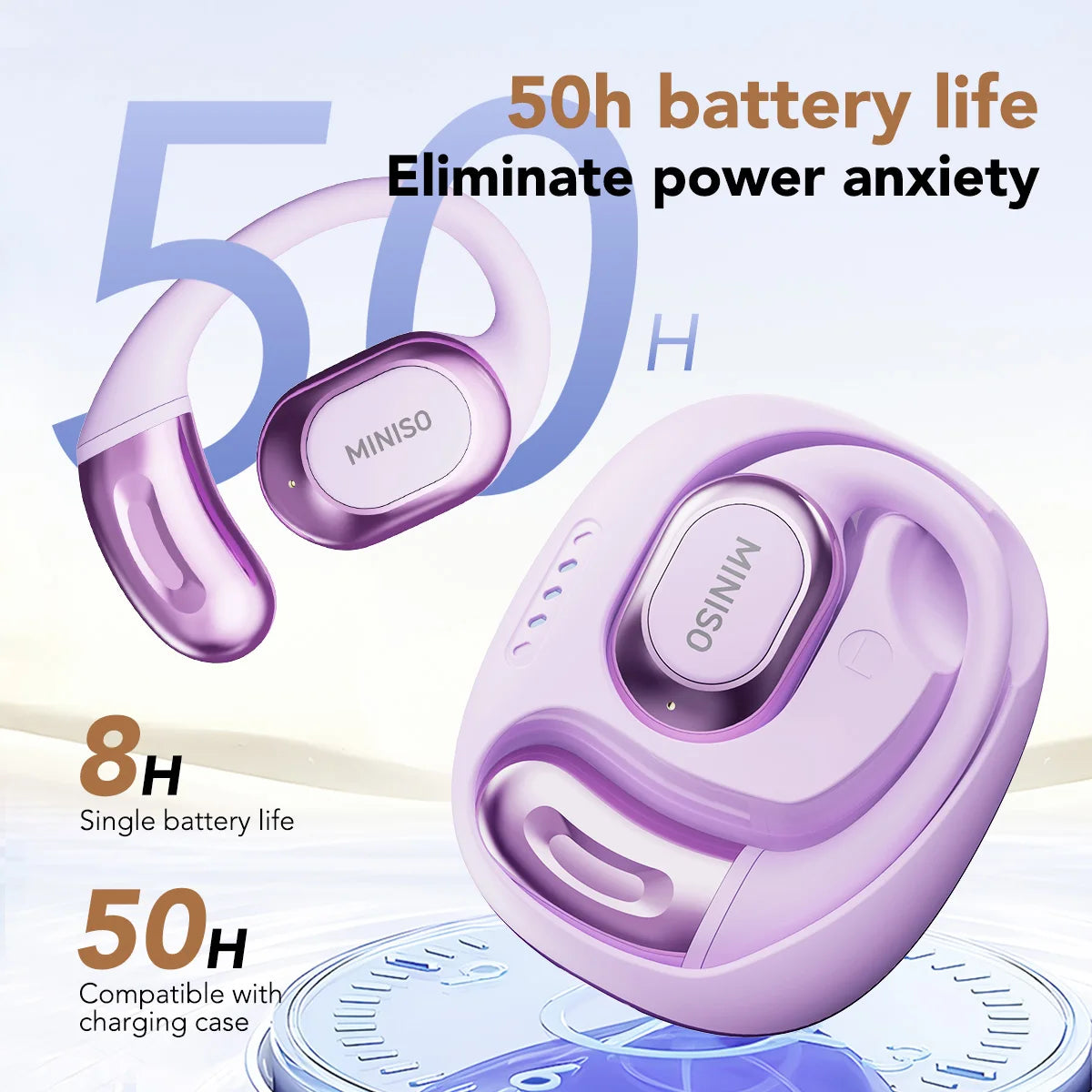 MINISO MS156 Bluetooth V5.4 Earphones AI Wireless Headphones with Mic Button Control Noise Reduction Earhooks Waterproof Headset